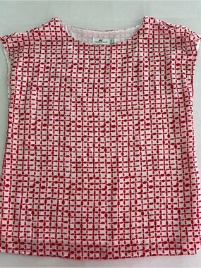 Vineyard Vines Woman Red & White Abstract Plaid Silk Sleeveless Top T-shirt S